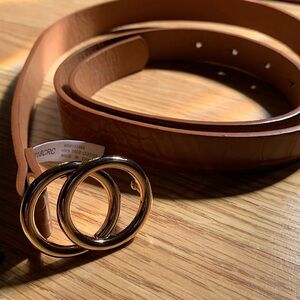 Brown Snakeskin Belt: Gold Buckle